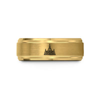 engraved wedding rings set – gold tungsten shwedagon pagoda wedding band