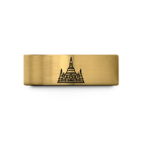 tungsten wedding bands unisex – gold tungsten shwedagon pagoda wedding band