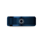 engraved rings for couples – black & blue tungsten sun wedding band