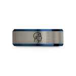 unisex tungsten wedding band – black & blue & gray tungsten the hundred wedding band