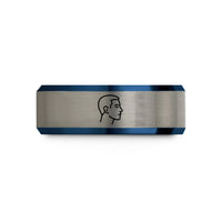 unisex tungsten wedding band – black & blue & gray tungsten the hundred wedding band