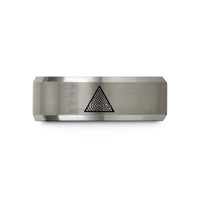 unisex tungsten wedding band – black & silver tungsten triangle topo lines wedding band