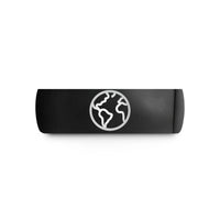 comfort fit rings him – black tungsten earth glyph wedding band
