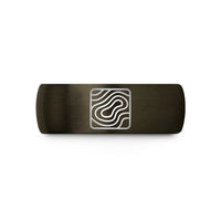 custom mens tungsten ring – gunmetal & blue tungsten isotherm lines wedding band