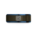 custom mens tungsten ring – gunmetal & blue tungsten isotherm lines wedding band