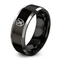 him tungsten wedding rings – black & silver tungsten shield scissors ring