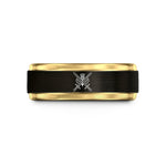 men's wedding band styles – black & gold tungsten sword crossed wedding band