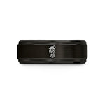 unique wedding bands women – black & rose gold tungsten foot reflexology footprint wedding band