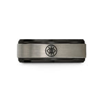 tungsten rings for couples – black & grey tungsten guardian eye circle wedding band
