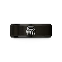 engraved ring for her – black tungsten meat claws wedding band