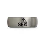 comfortable wedding band women – black & silver tungsten sea wedding band