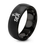 Wedding Ring for Woman – black tungsten sea ring