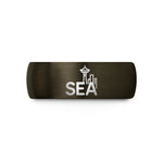 comfortable wedding band women – gunmetal & black tungsten sea wedding band