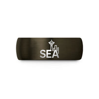 comfortable wedding band women – gunmetal & black tungsten sea wedding band
