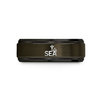 unique wedding bands women – gunmetal & black tungsten sea wedding band