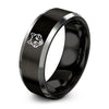 Wolf Eyes – Tungsten Wedding Band, 8 mm, Gray, Black Comfort-Fit Unisex