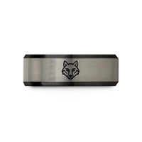 women’s tungsten ring – black & silver tungsten wolf eyes wedding band