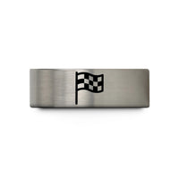 tungsten carbide ring her – black & blue & grey tungsten checkered flag wedding band