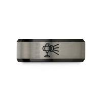 unique wedding rings her – black & blue & grey tungsten focus light beam wedding band