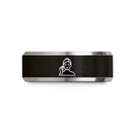 women's comfort fit ring – black & grey tungsten lash artist tweezers wedding band