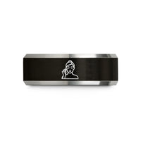 women's comfort fit ring – black & grey tungsten lash artist tweezers wedding band