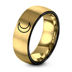 Wedding Ring for Women – black & gold tungsten new moon ring