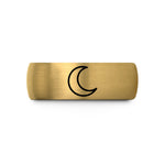 couples matching wedding bands – black & gold tungsten new moon wedding band
