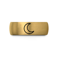 couples matching wedding bands – black & gold tungsten new moon wedding band