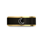 unisex tungsten wedding band – black & gold tungsten new moon wedding band