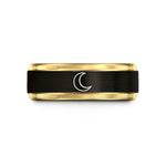 tungsten comfort fit ring – black & gold tungsten new moon wedding band