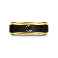 tungsten comfort fit ring – black & gold tungsten new moon wedding band