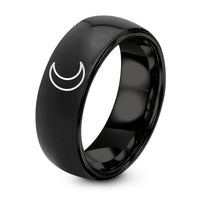 Wedding Ring for Women – black tungsten new moon ring