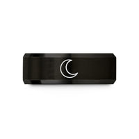 couples matching wedding bands – black tungsten new moon wedding band
