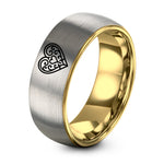 Wedding Ring for Women – gold & grey tungsten victorian filigree heart ring