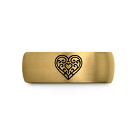 women's comfort fit ring – gold & silver tungsten victorian filigree heart wedding band