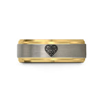 women's comfort fit ring – gold & gray tungsten victorian filigree heart wedding band