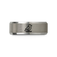 engraved ring for her – black & grey tungsten virginia wedding band