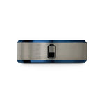 tungsten wedding bands – blue & grey tungsten battery half wedding band