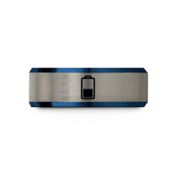 tungsten wedding bands – blue & grey tungsten battery half wedding band