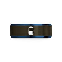 matching couple rings – gunmetal & blue tungsten battery half wedding band