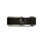comfort fit men's ring – black & silver tungsten bobber float hook wedding band