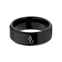 engraved bands for couples – black tungsten bobber float hook wedding band