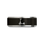 comfort fit rings – black & grey tungsten kick scooter wedding band