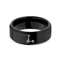 engraved wedding band – black tungsten kick scooter wedding band