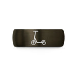 engraved wedding band – gunmetal & black tungsten kick scooter wedding band