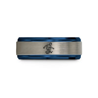 rings for couples gift – black & blue & gray tungsten kickflip wedding band
