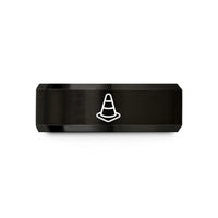 custom men's ring styles – black tungsten traffic cone wedding band
