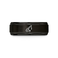 his and hers jewelry – black tungsten mobile crane wedding band