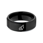 unisex wedding band set – black tungsten mobile crane wedding band
