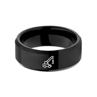 unisex wedding band set – black tungsten mobile crane wedding band
